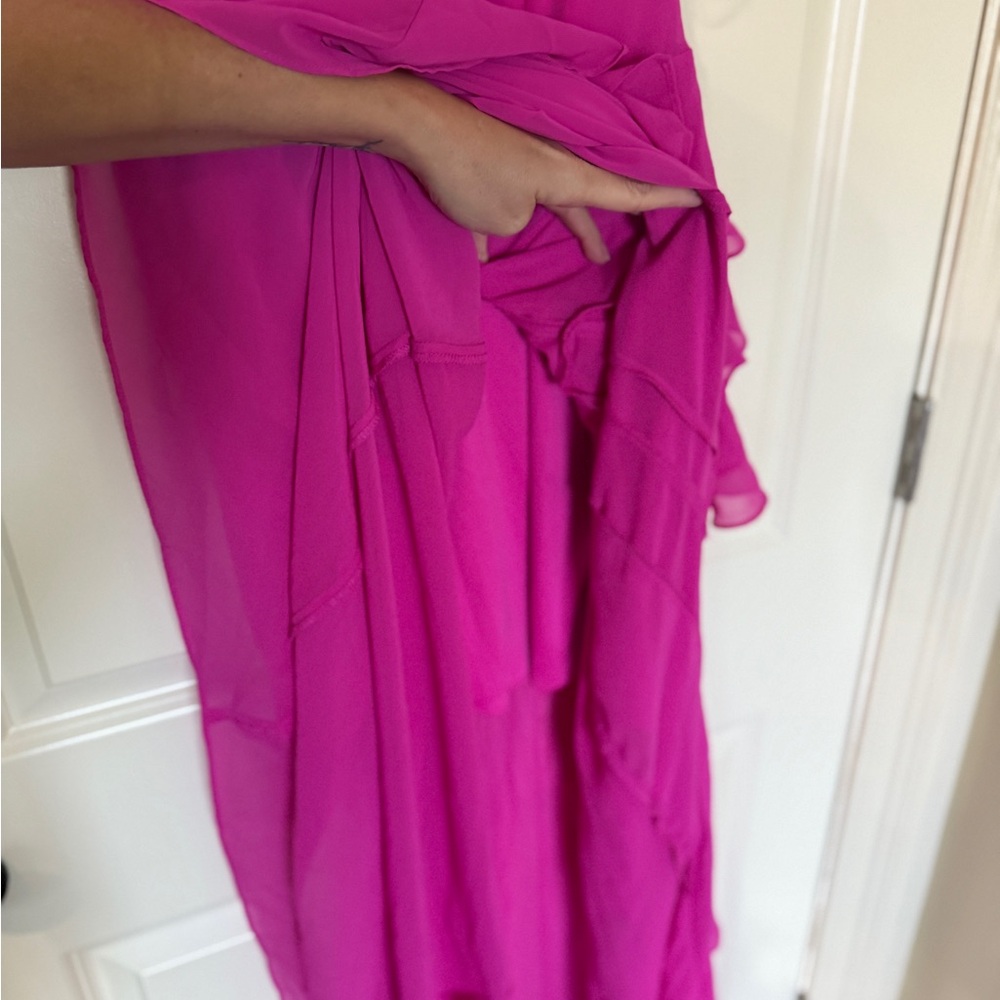 Betsy & Adam Fuchsia Sleeveless Dress Flowy Ruffles - Picture 7 of 8